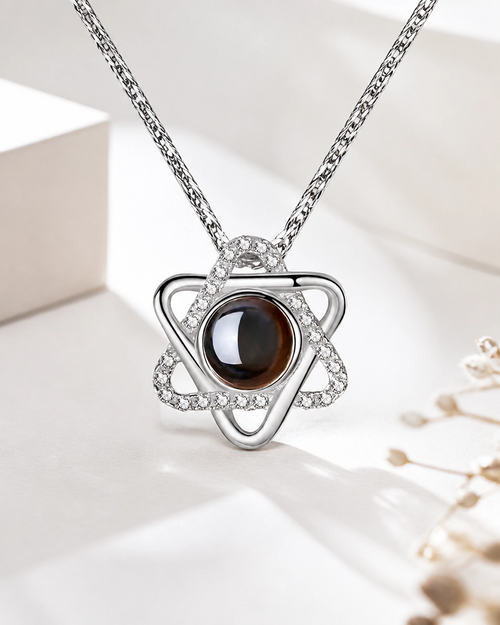 Hexed photo projection necklace hanging