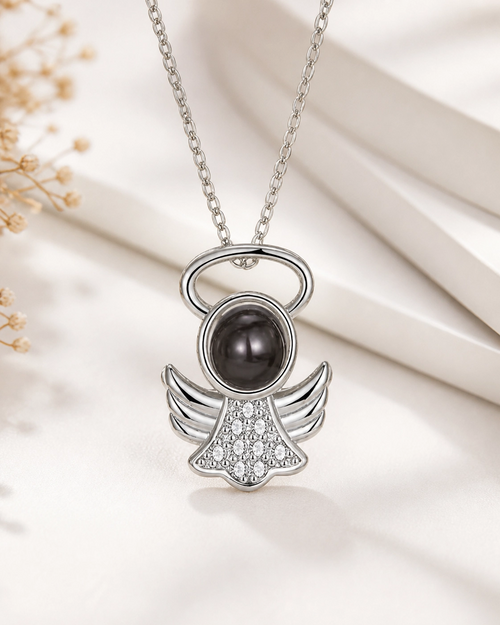 Little Angel photo projection necklace hanging